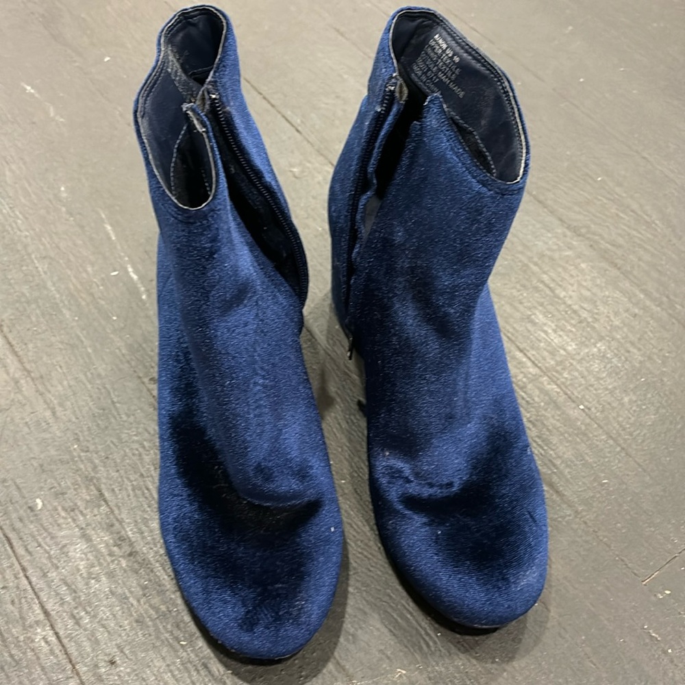 Royal blue faux velour booties Rebel by ZiGi